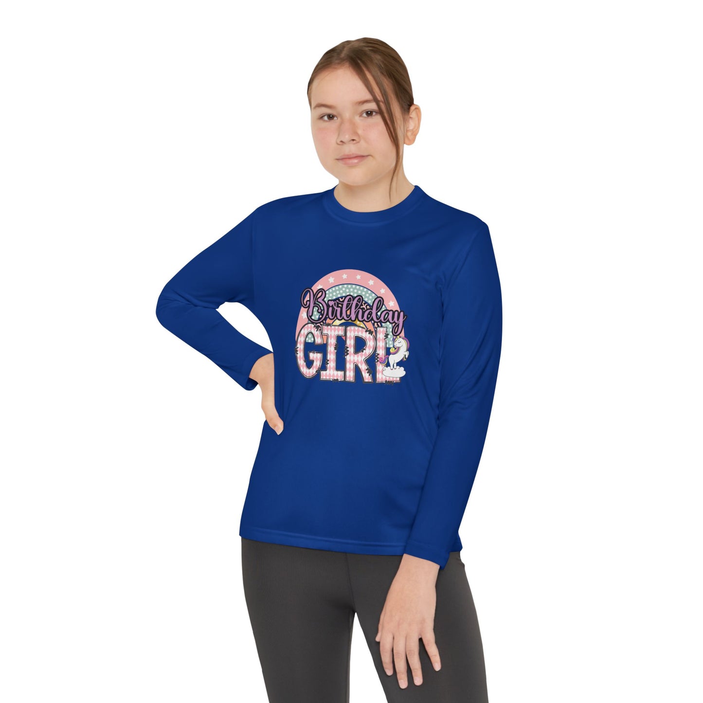 Birthday Girl Youth Long Sleeve Competitor Tee - Celebrate in Style!