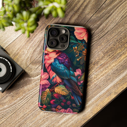 Tough Cases: Vibrant Tropical Bird Phone Case, Floral Smartphone Cover, Nature Lover Gift, Boho Phone Accessory, Cute Bird Case