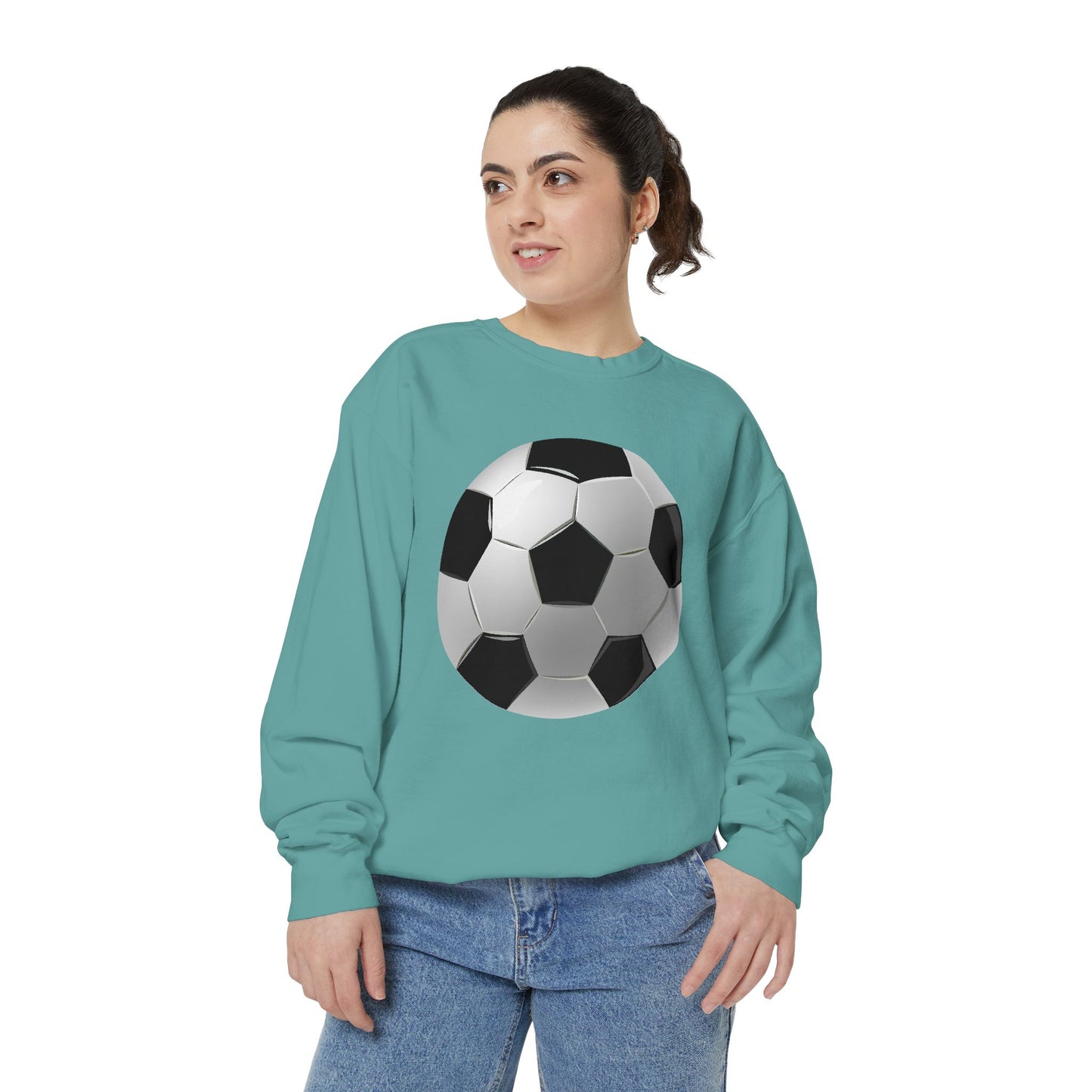 Unisex Garment-Dyed Sweatshirt - Dynamic Football Design - Sports Passion and Energy
