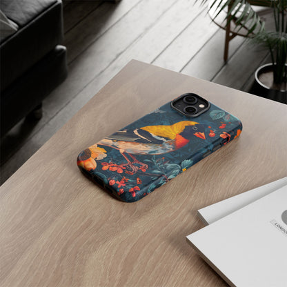 Colorful Bird Phone Case, Floral Phone Cover, Tough Phone Protector, Nature Lover Gift, Botanical Case, Unique Mobile Accessory