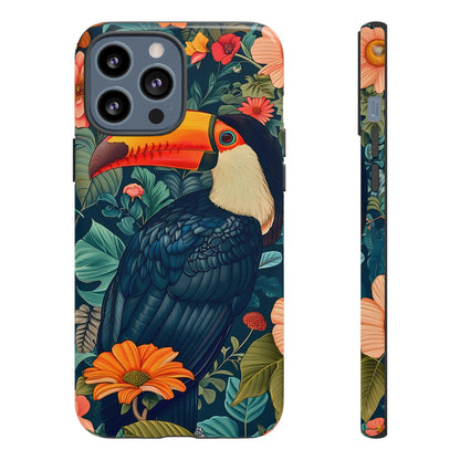 Tropical Toucan Phone Case - Cute Animal Design, Nature Lover Gift, Floral Pattern, Bird Lover Accessory, Summer Vibes