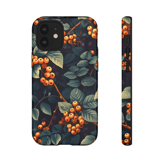 Tough Cases - Floral Phone Case, Vintage Style Phone Cover, Gift for Nature Lovers, Eco-Friendly Cell Phone Accessory, Berry Pattern Case