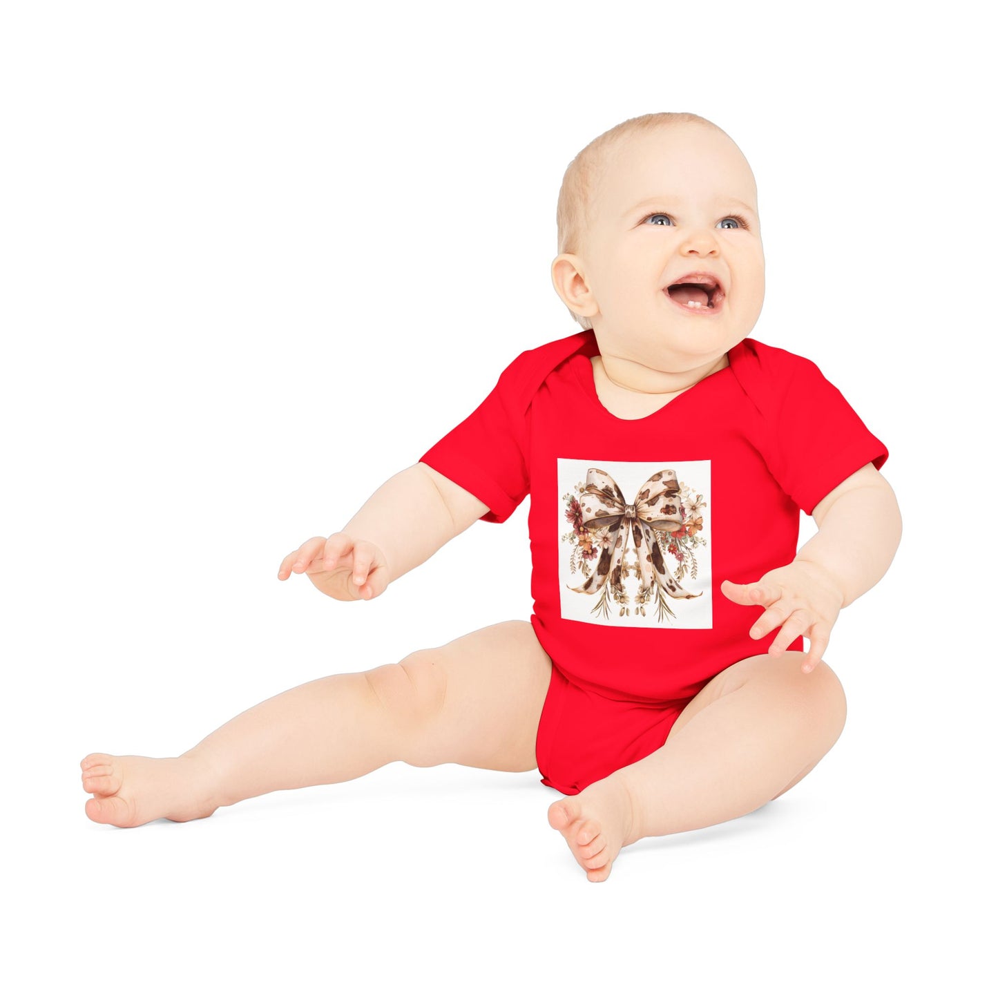 Floral Bow Baby Organic Bodysuit