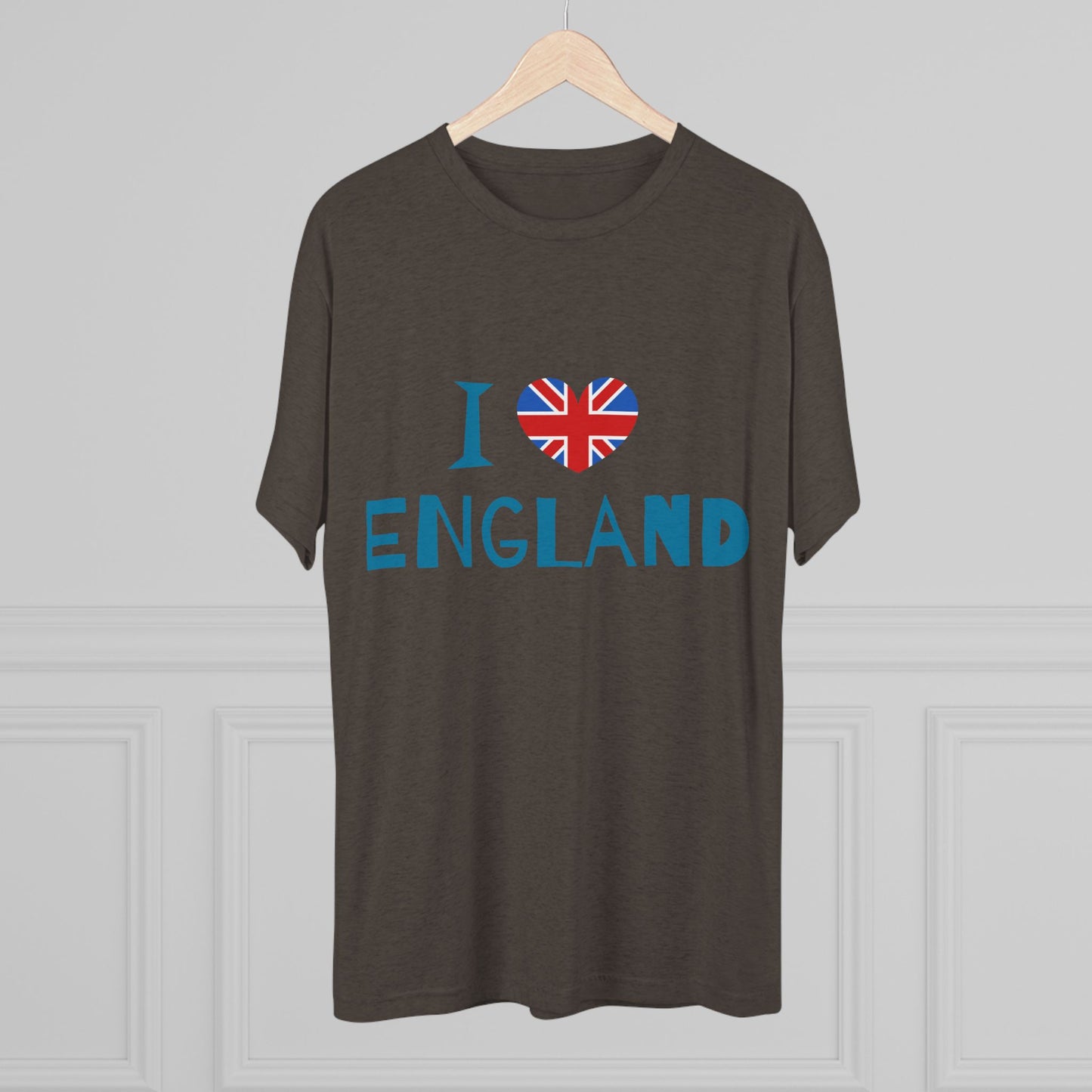I Love England - Union Jack Heart Trendy Unisex Tri-Blend Crew Tee