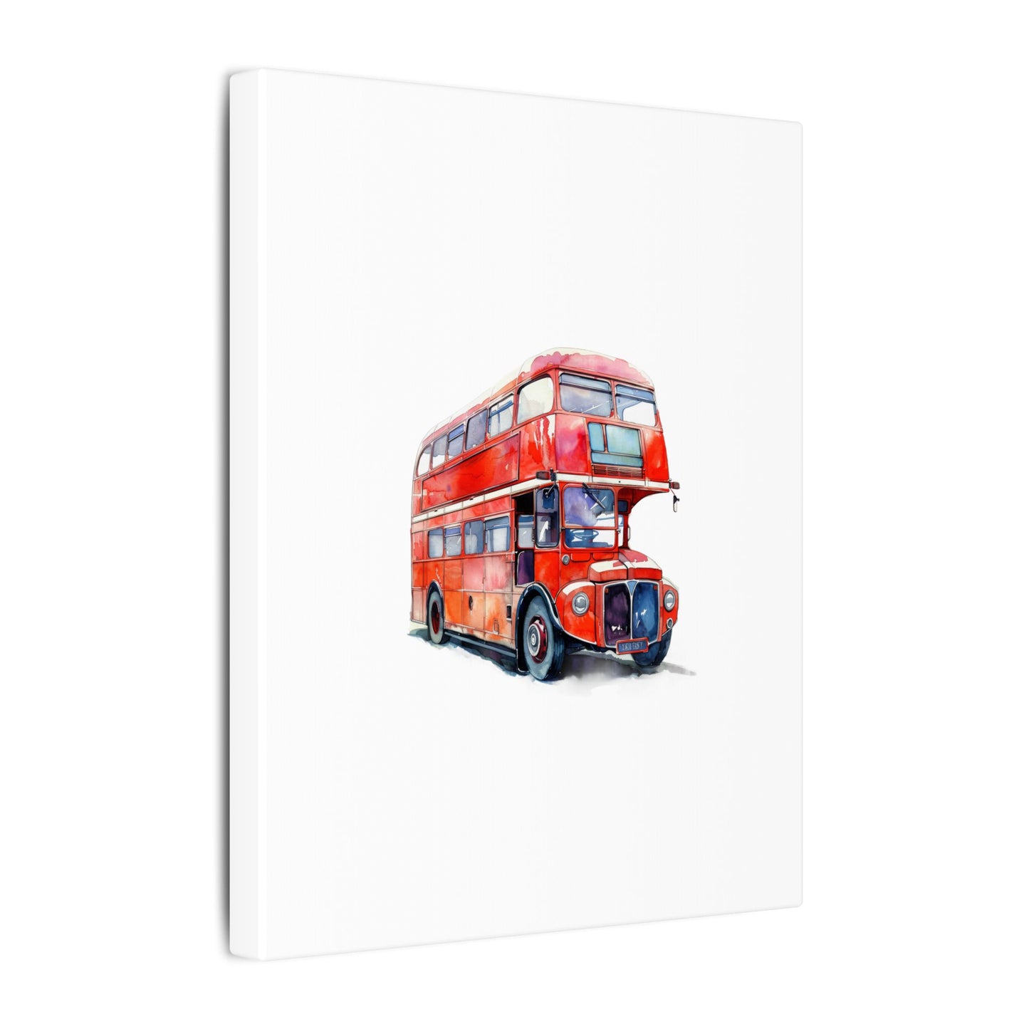 London Red Double-Decker Bus Art Canvas Print, Wall Decor for Travel Lovers, Home Office Gift, Unique Artwork for All Occasions