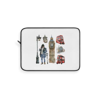 London-Inspired Laptop Sleeve, Stylish Computer Case for Travelers, Gift for Students, Unique Office Accessory, Cozy Design for Tech Lovers