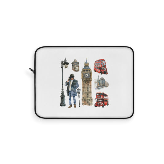 London-Inspired Laptop Sleeve, Stylish Computer Case for Travelers, Gift for Students, Unique Office Accessory, Cozy Design for Tech Lovers