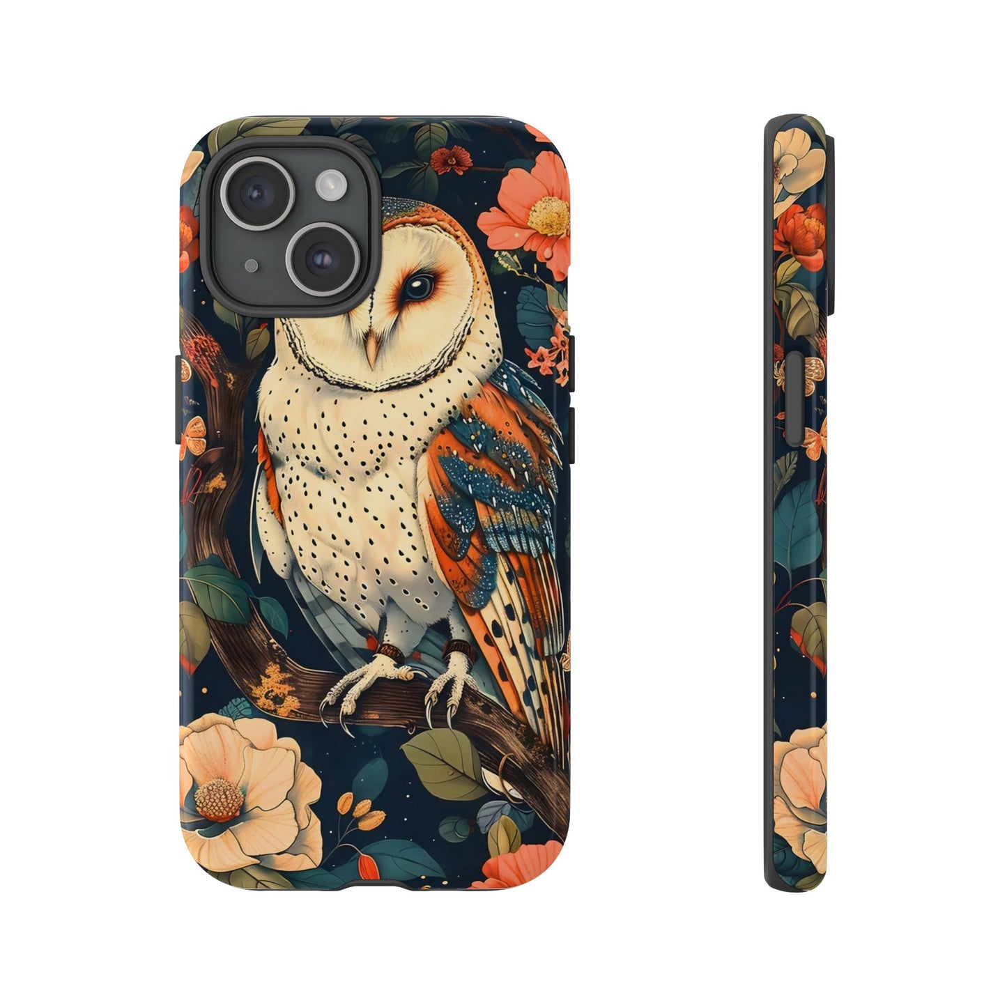 Owl Floral Phone Case - Tough Cases, Nature Lover Gift, Cute Protection, Floral Design, Bird Aesthetic, Animal Lover