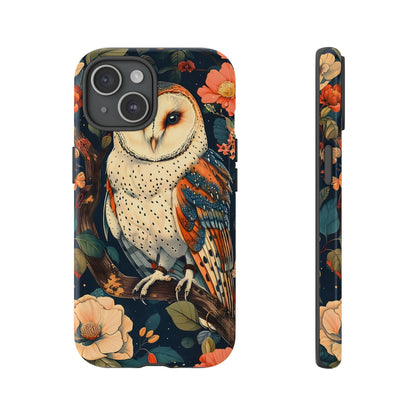 Owl Floral Phone Case - Tough Cases, Nature Lover Gift, Cute Protection, Floral Design, Bird Aesthetic, Animal Lover