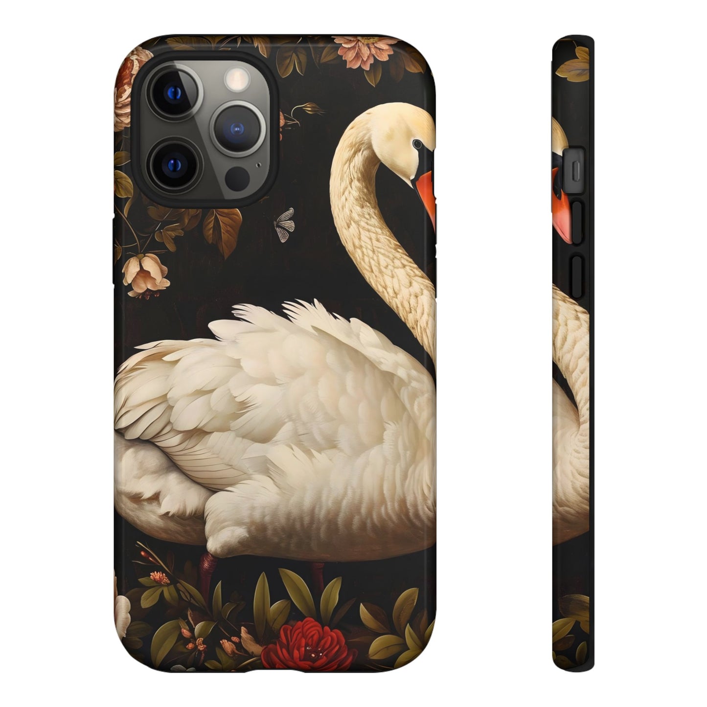 Elegant Swan Phone Case, Floral iPhone Cover, Tough Phone Case, Gift for Her, Nature Lover, Mother's Day, Birthday