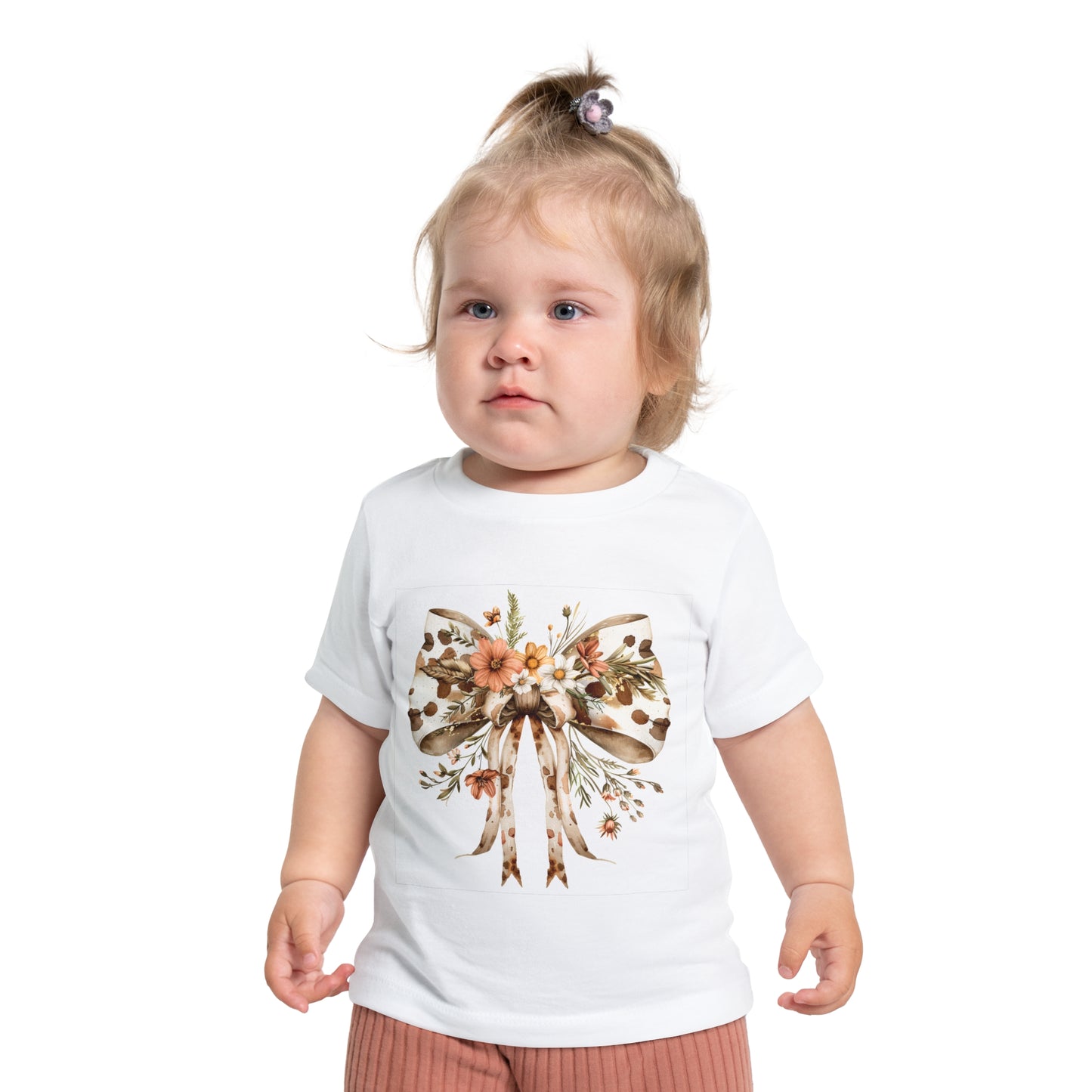 Floral Bow Baby T-Shirt - Adorable Short Sleeve Top for Little Ones