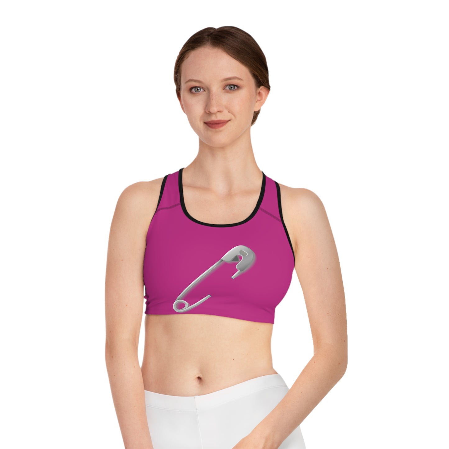 Sports Bra - Chic Activewear for Comfort & Style - Minimalist Safety Pin