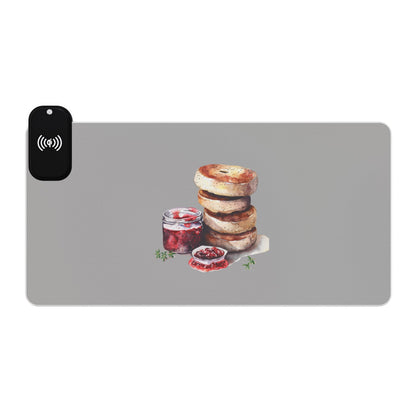 Scones & Jam – Classic English Treat - LED Gaming Mouse Pad with Wireless Charging - Stylish Desk Accessory for Gamers and Tech Lovers, Perfect for Birthdays, Holidays, Desk [...]