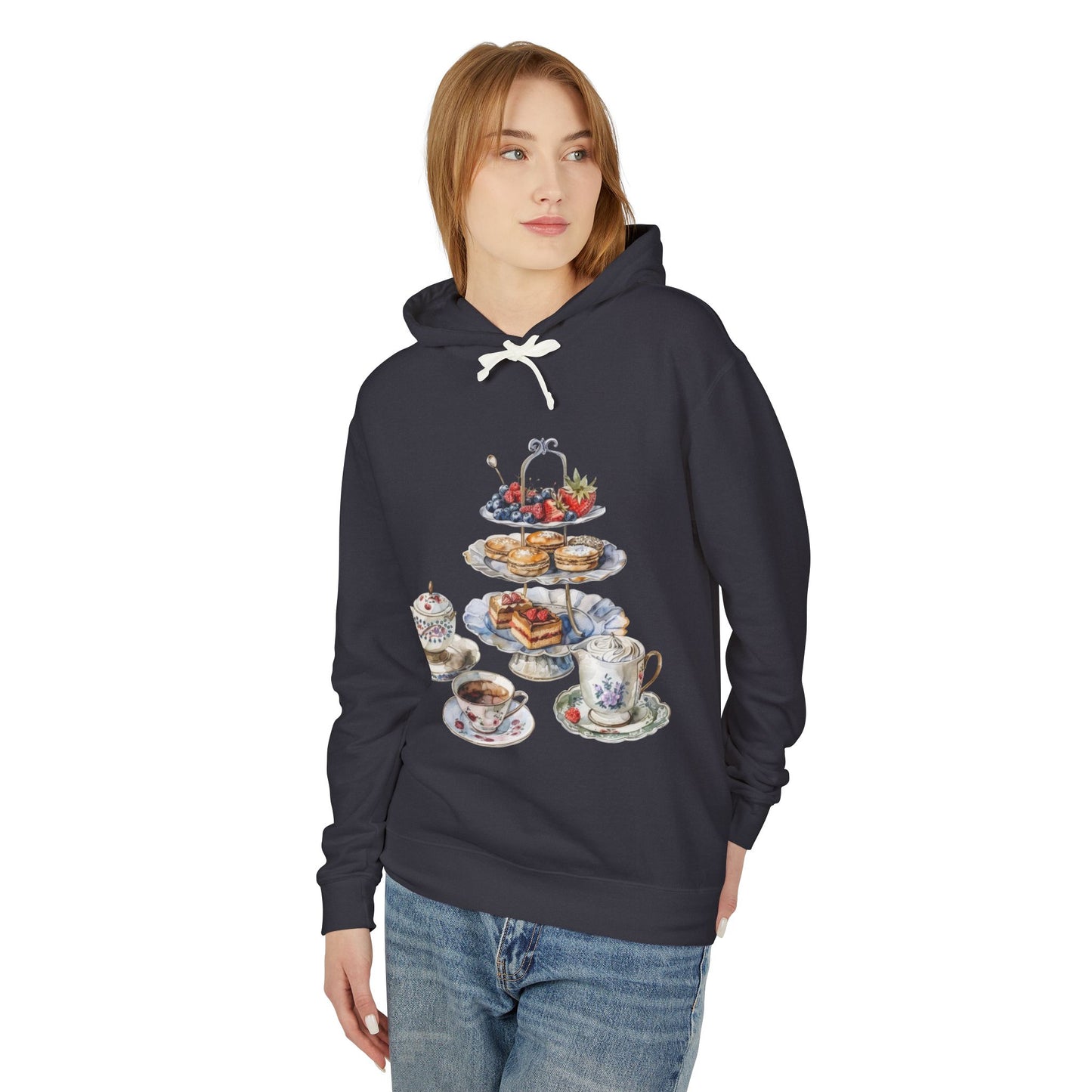 Unisex Lightweight Hooded Sweatshirt - Tea, Tarts, and Triumph - British Royal Culinary Favorites
