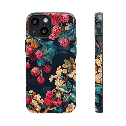 Floral Phone Case with Berry Design, Durable Phone Cover, Floral Print, Gift for Plant Lovers, Nature-Inspired Accessory