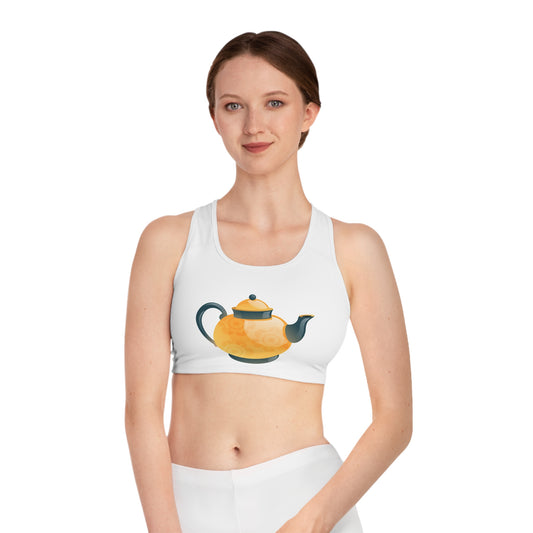 Sports Bra - Cute & Comfy Activewear for Yoga & Workouts - Whimsical Teapot