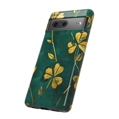 Floral Phone Case with Gold Accents, Tough Phone Cover, Stylish Phone Protector, Unique Gift for Her, Nature Lover Accessory
