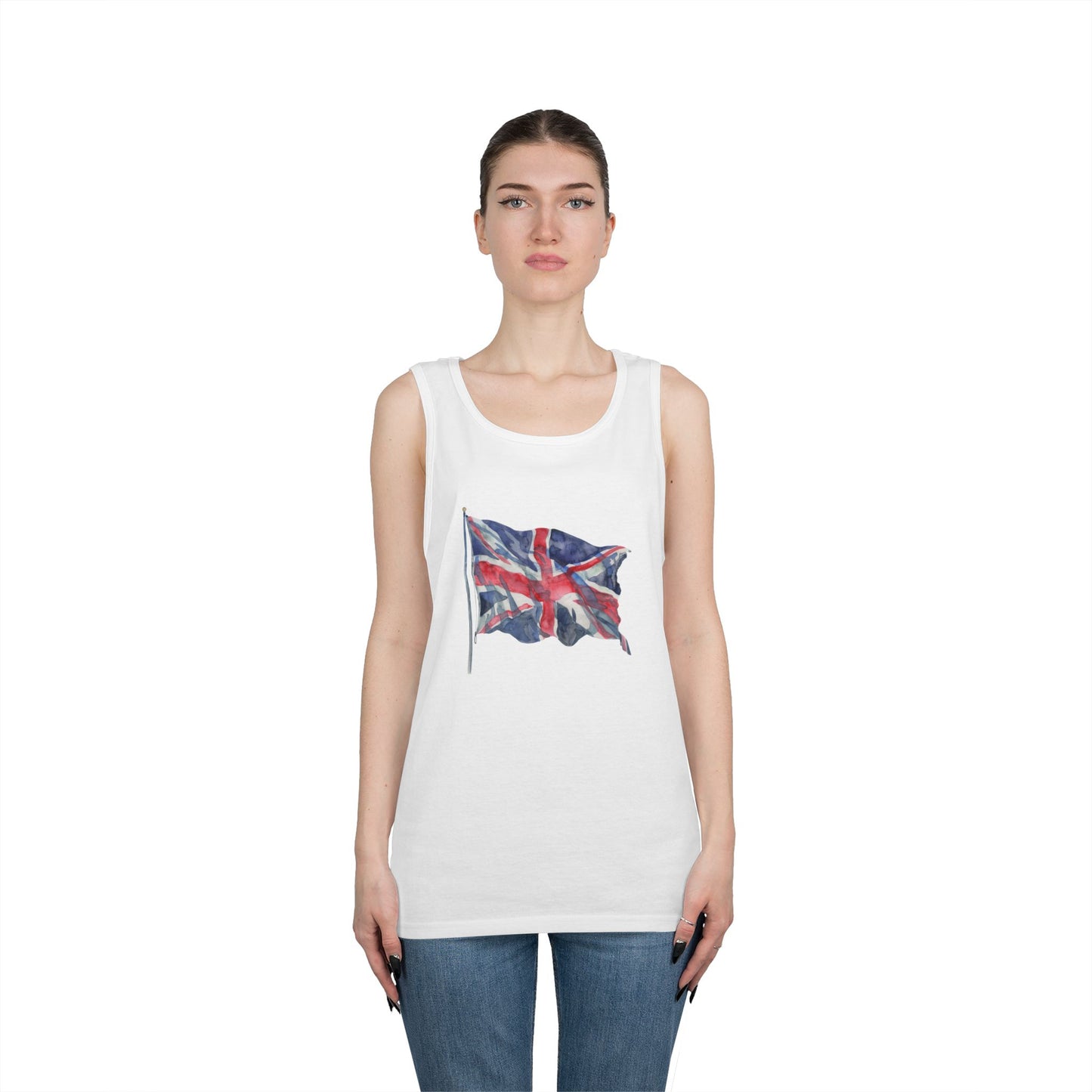 Unisex Heavy Cotton Tank Top - Classic UK Flag Design - Union Jack Symbol