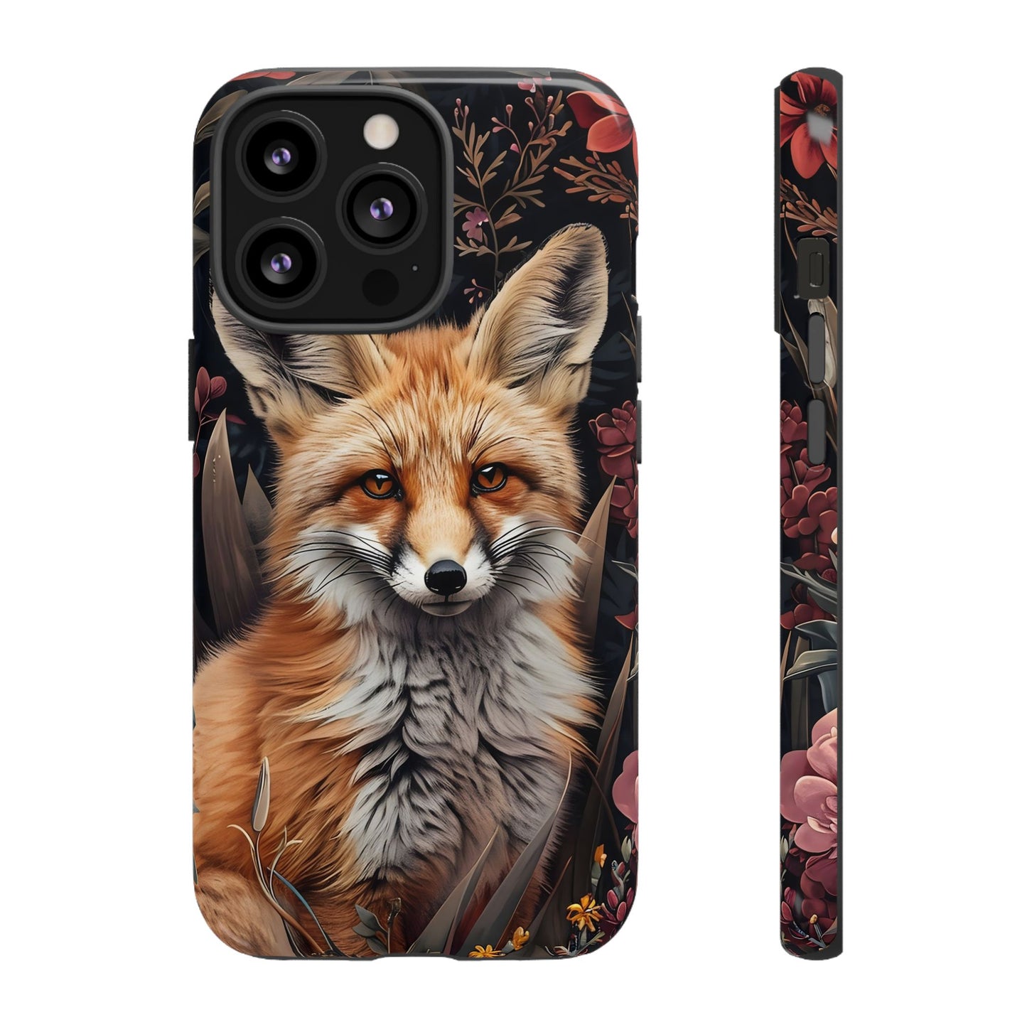 Fox Floral Phone Case, Tough Cases for Animal Lovers, Nature Themed Gift, Cute Phone Cover, Wild Fox Protector
