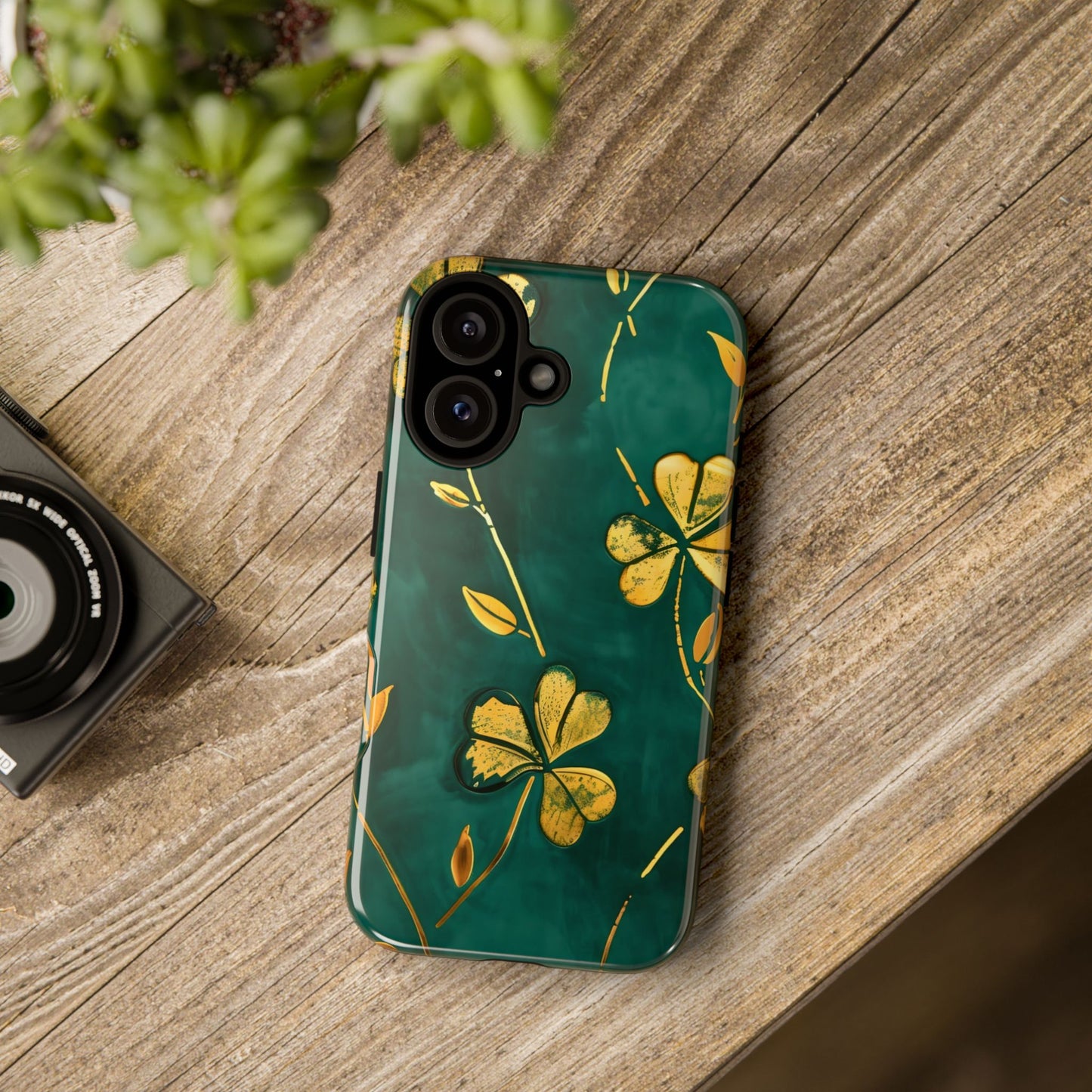 Floral Phone Case with Gold Accents, Tough Phone Cover, Stylish Phone Protector, Unique Gift for Her, Nature Lover Accessory