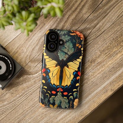 Butterfly Floral Phone Case, Art-inspire Tough Case, Gift for Nature Lovers, Butterfly Pattern Cover, Eco-Friendly Mobile Accessory