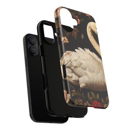 Elegant Swan Phone Case, Floral iPhone Cover, Tough Phone Case, Gift for Her, Nature Lover, Mother's Day, Birthday