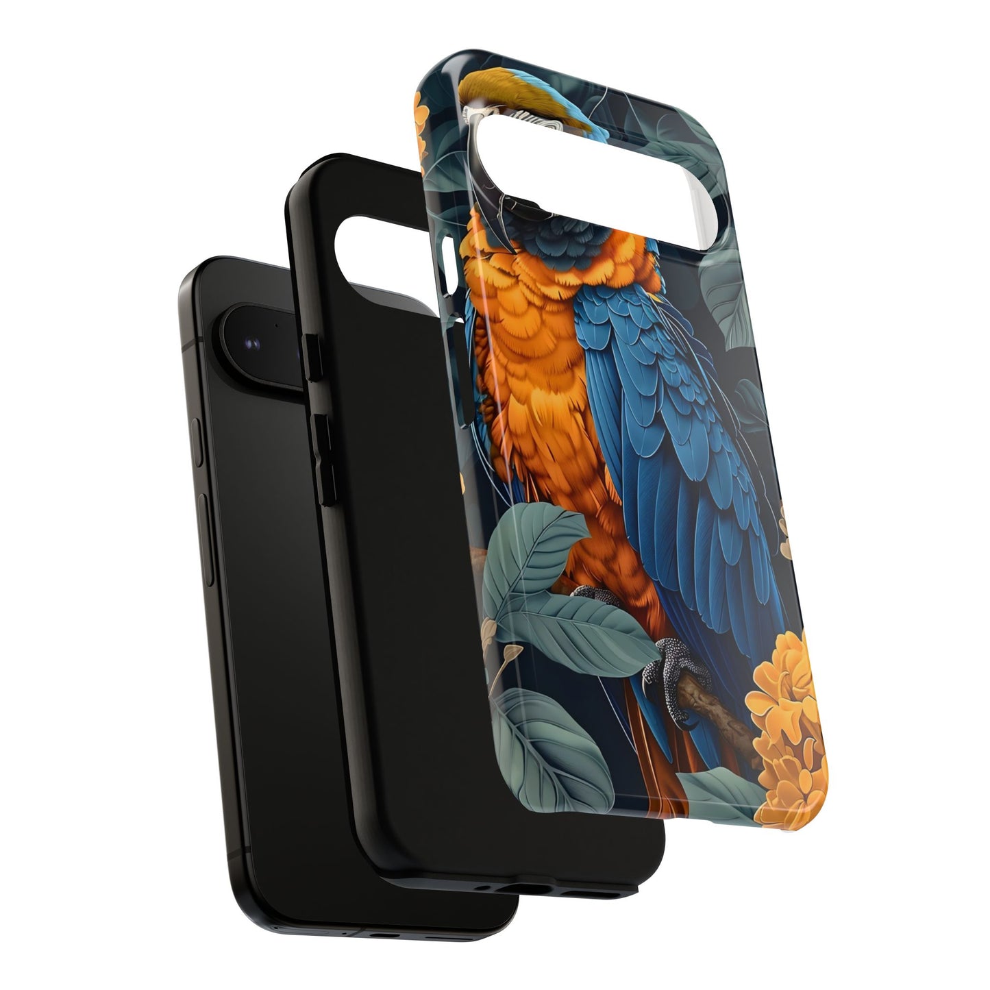 Tropical Parrot Phone Case - Tough Cases, Colorful Phone Cover, Nature Lover Gift, Floral Design, Bird Lover Accessory