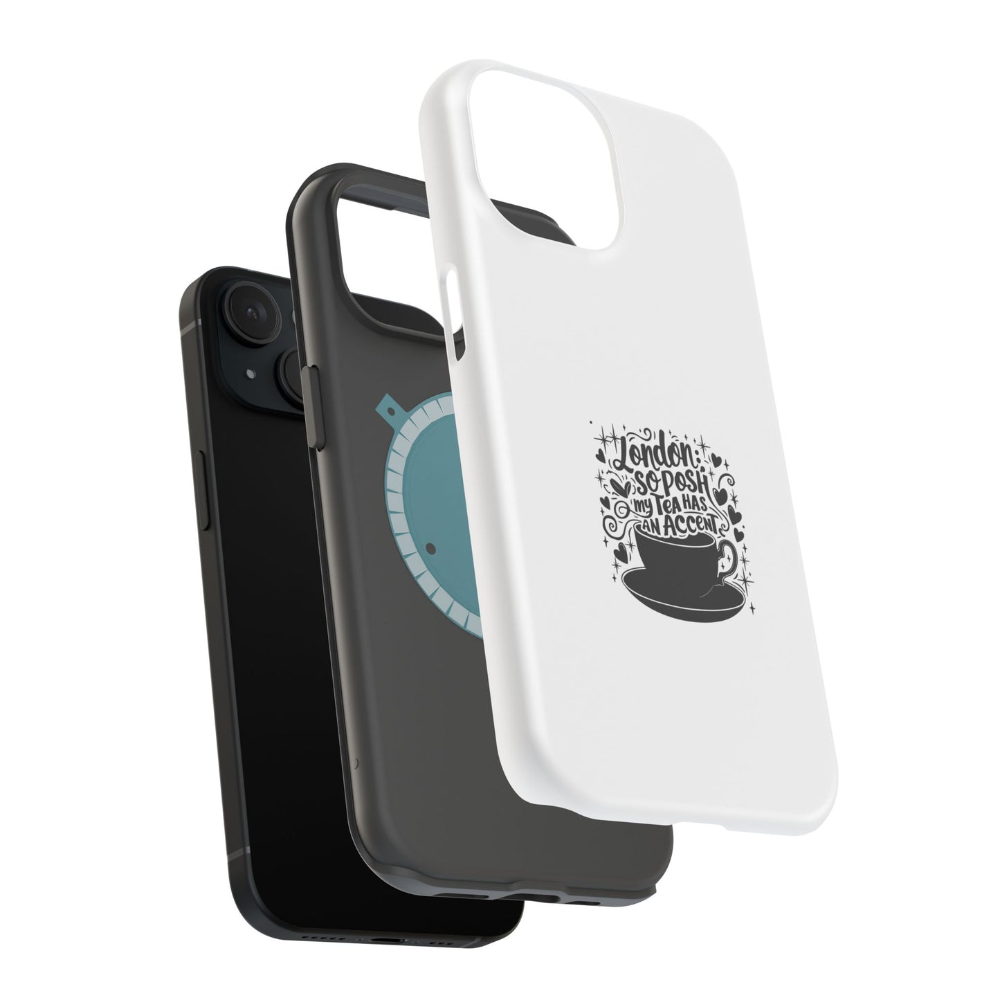 Stylish Magnetic Tough Case for Phone, Gift for Tea Lovers, Custom Phone Cover, London Tea Design, Durable Mobile Protector