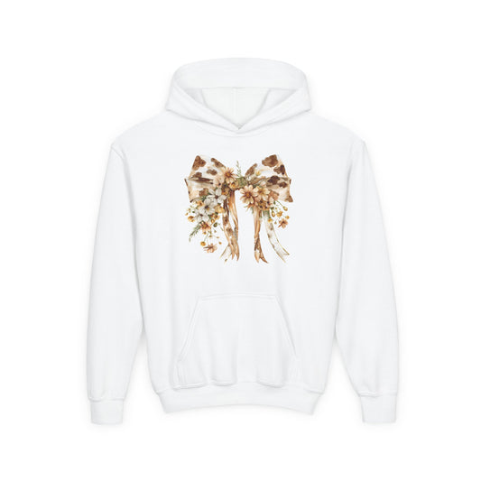 Floral Bow Youth Hoodie - Cozy Sweatshirt for Kids, Perfect for Spring Celebrations