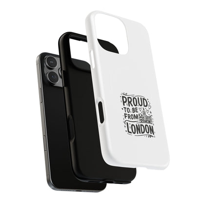 Proud London Magnetic Phone Case, Tough Phone Cover, Gift for Londoners, Travel Souvenir, Black and White Design