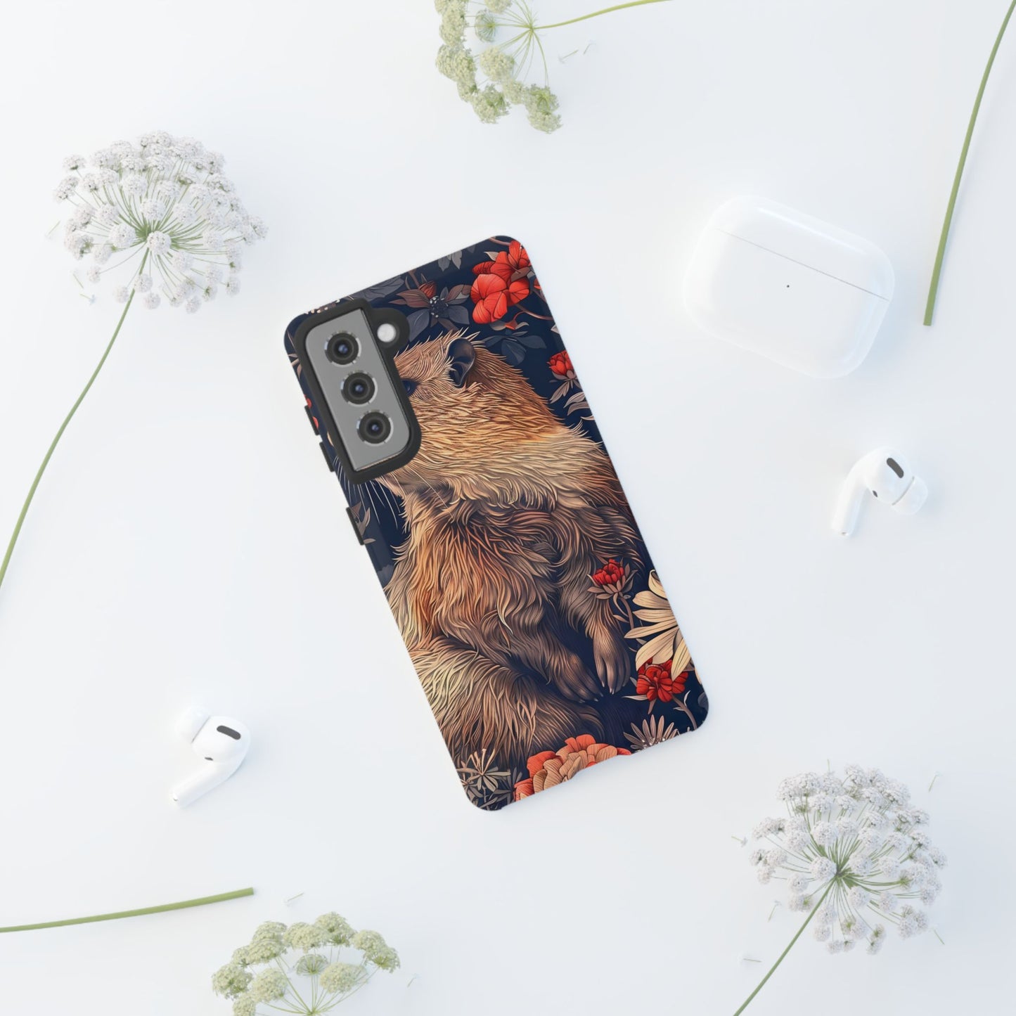 Floral Critter Phone Case, Tough Cases for Animal Lovers, Protective Cases for Phones, Unique Gift for Wildlife Enthusiasts