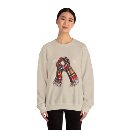 Unisex Heavy Blend™ Crewneck Sweatshirt - Plaid British Scarf - Timeless Style and Classic Elegance