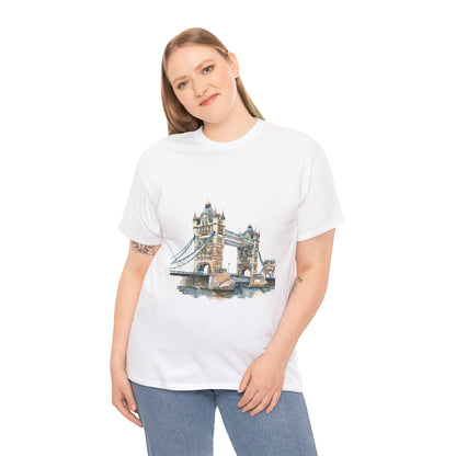Unisex Heavy Cotton Tee - London Bridge - Iconic Landmark and Historical Beauty
