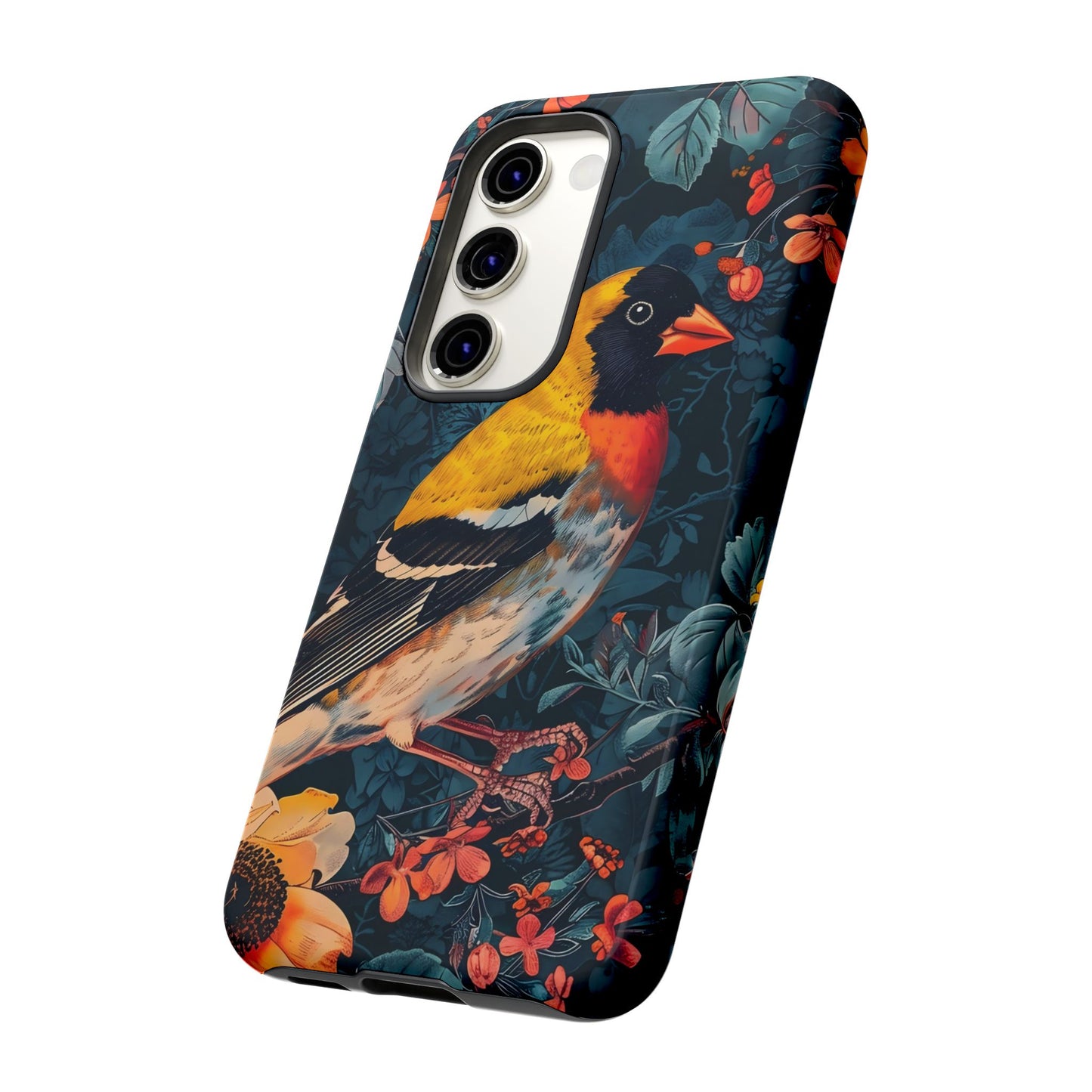 Colorful Bird Phone Case, Floral Phone Cover, Tough Phone Protector, Nature Lover Gift, Botanical Case, Unique Mobile Accessory