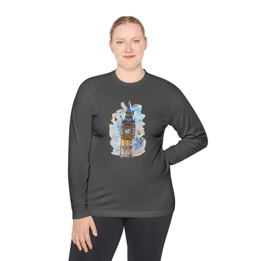 Unisex Lightweight Long Sleeve Tee - Vintage Big Ben Wall Art Design