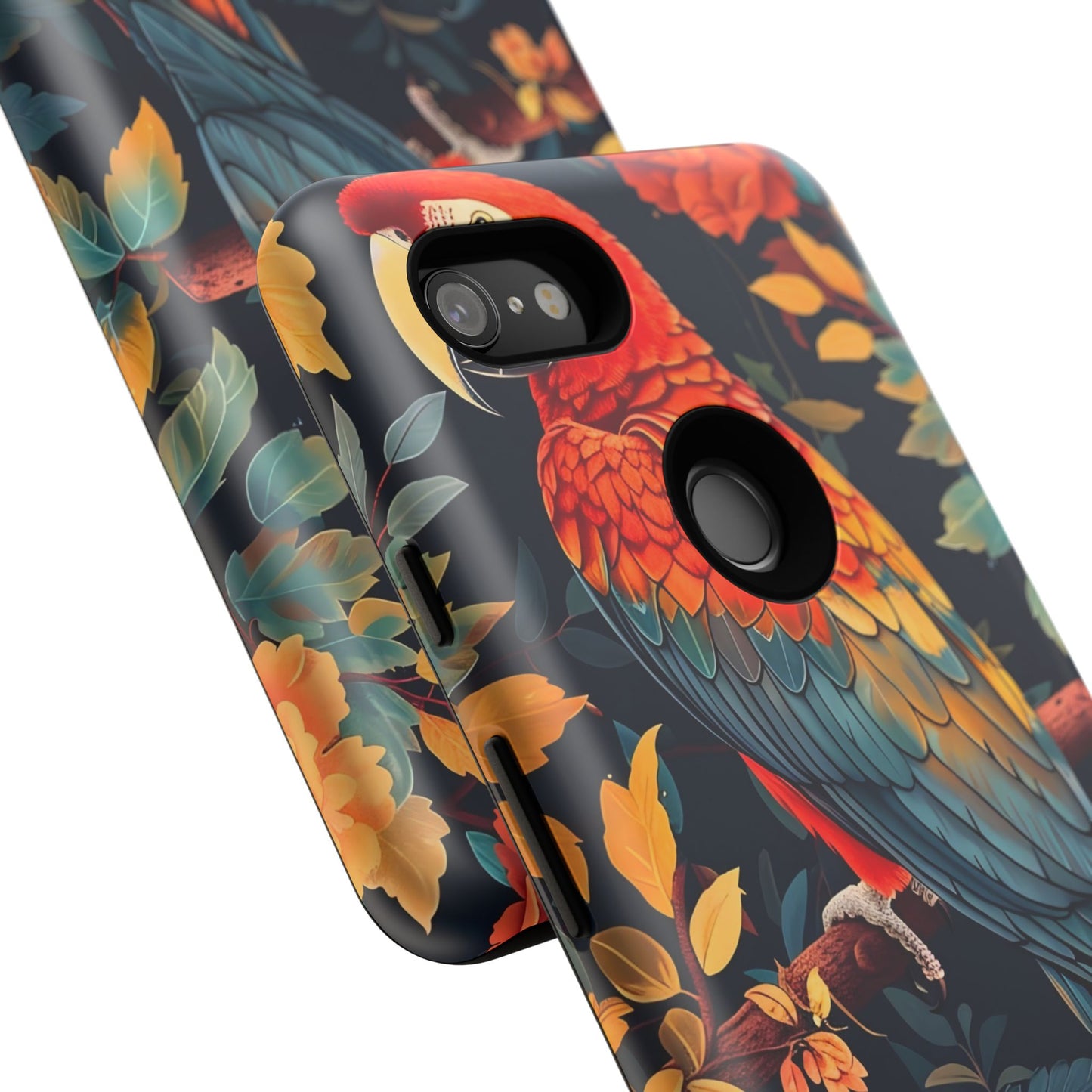 Tough Cases - Tropical Parrot Phone Case, Bohemian Phone Cover, Vibrant Floral Design, Bird Lover Gift, Travel Accessory