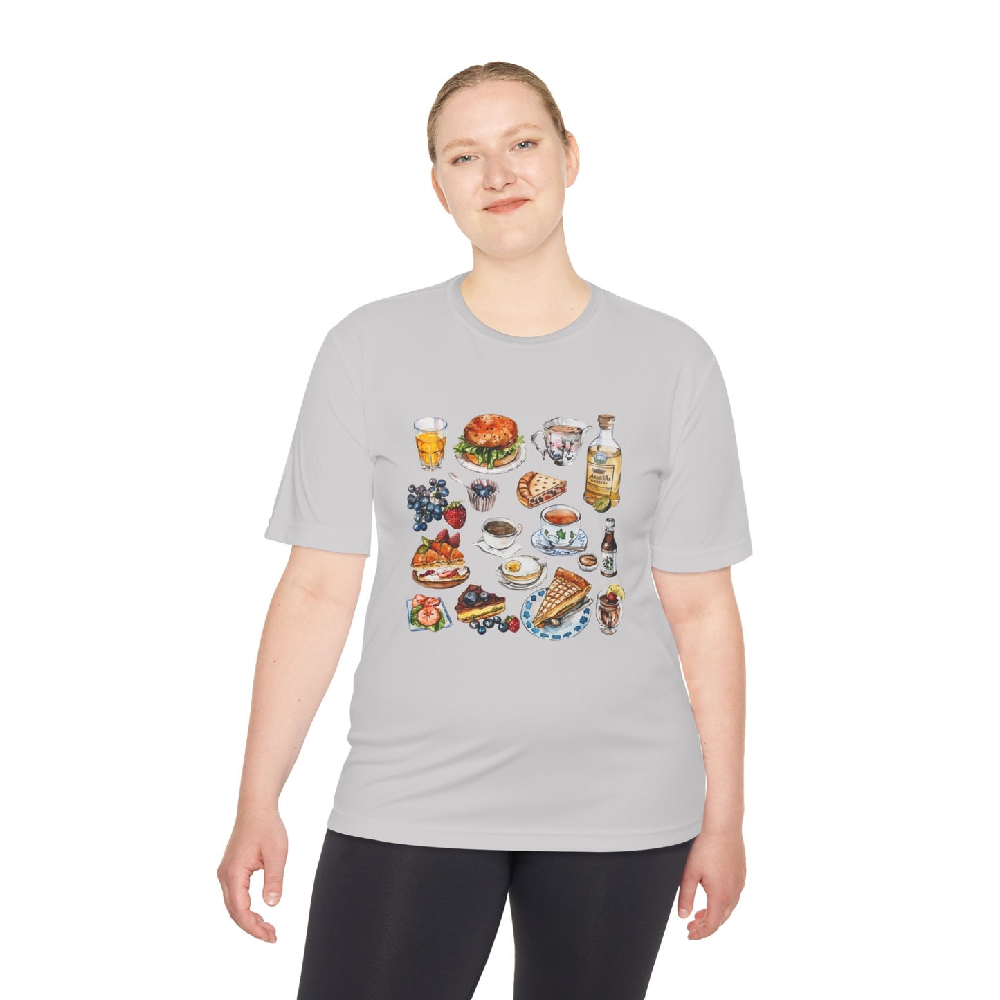 Unisex Moisture Wicking Tee - England Travel Icons Artistic Print