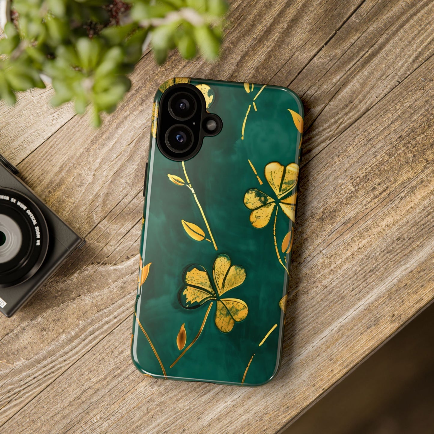 Floral Phone Case with Gold Accents, Tough Phone Cover, Stylish Phone Protector, Unique Gift for Her, Nature Lover Accessory