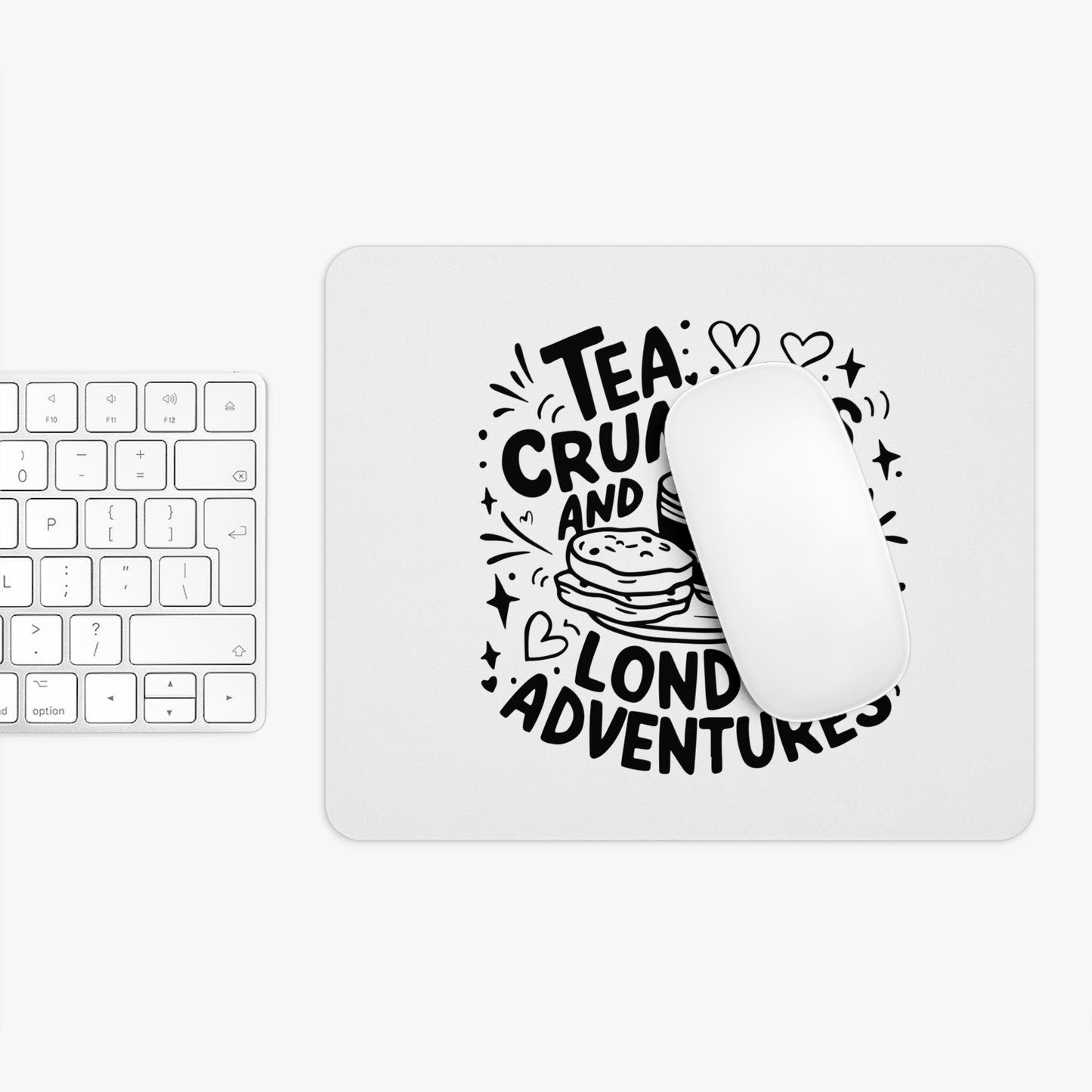 London Adventures Mouse Pad - Tea Crumpets Design, Office Decor, Gift for Tea Lovers, Travel Inspiration