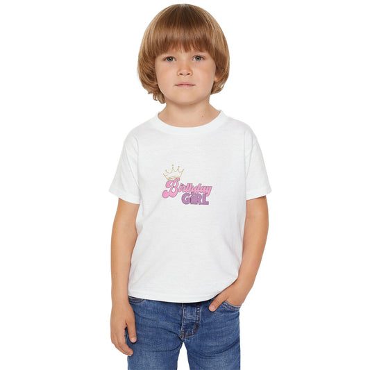 Toddler T-Shirt - Birthday Girl Clipart with Wild Animal Print - Cute Crown Design for Celebrations