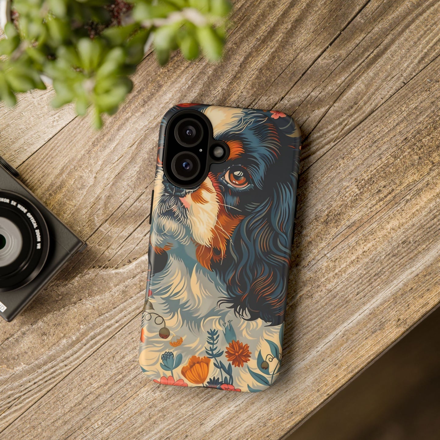 Cavalier King Charles Spaniel Phone Case, Floral Dog Lover Gift, Tough Phone Cover, Pet Owner Accessory, Unique Dog Design