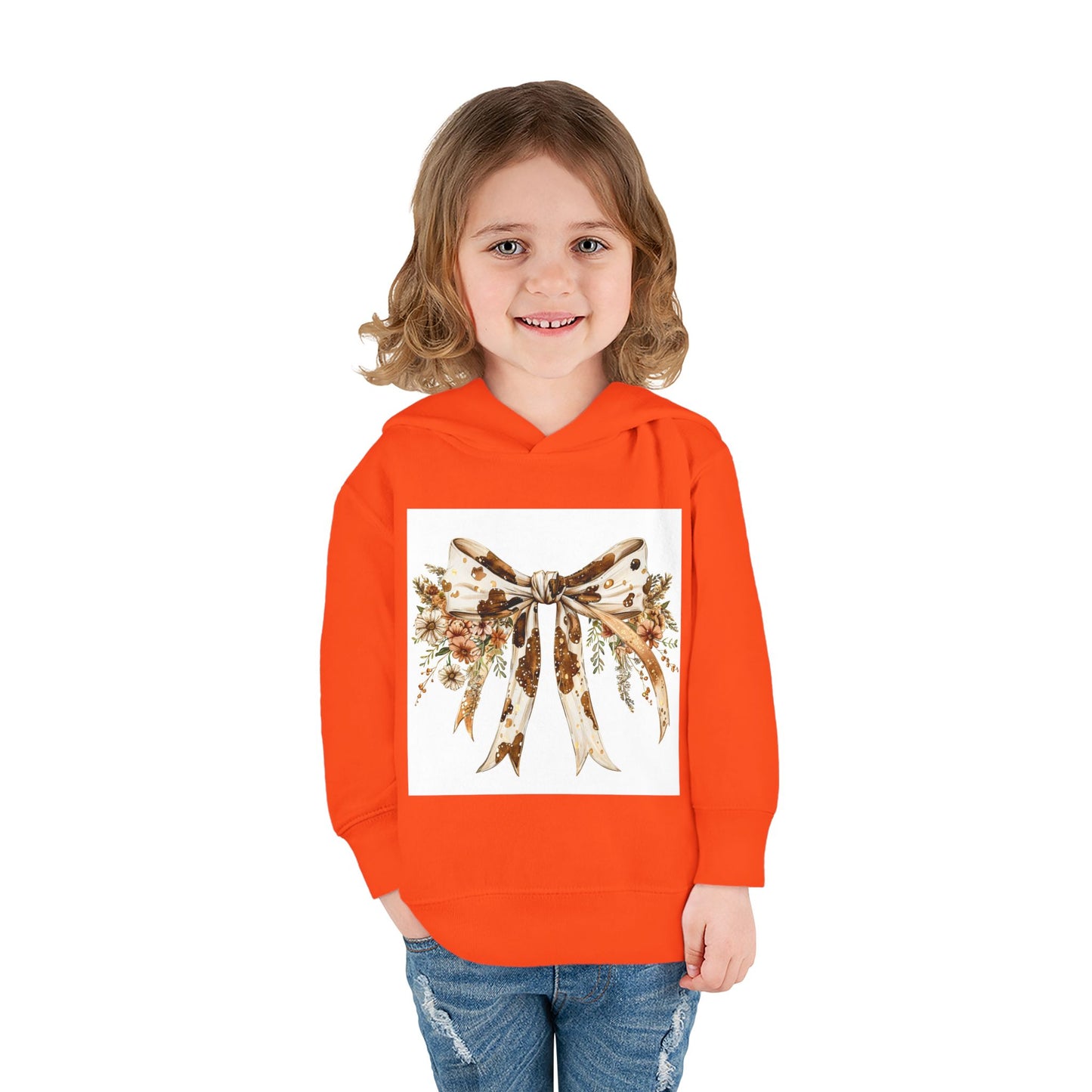 Floral Bow Toddler Pullover Fleece Hoodie