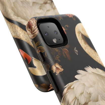 Elegant Swan Phone Case, Artistic Mobile Cover, Floral Phone Protector, Stylish Gift for Her, Modern Phone Accessory