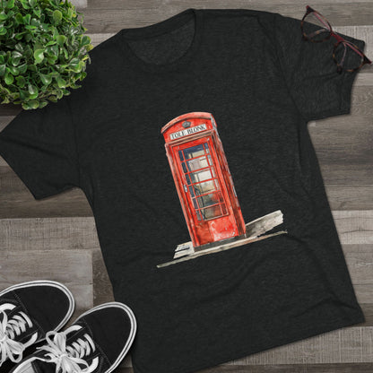 Iconic British Public Telephone - Classic Red Phone Box Unisex Tri-Blend Crew Tee