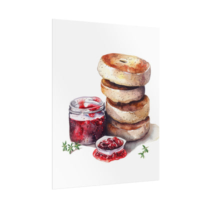Breakfast Bagel Art Print, Foodie Decor, Kitchen Wall Art, Rolled Poster, Unique Food Gift, Home Cooking Decor