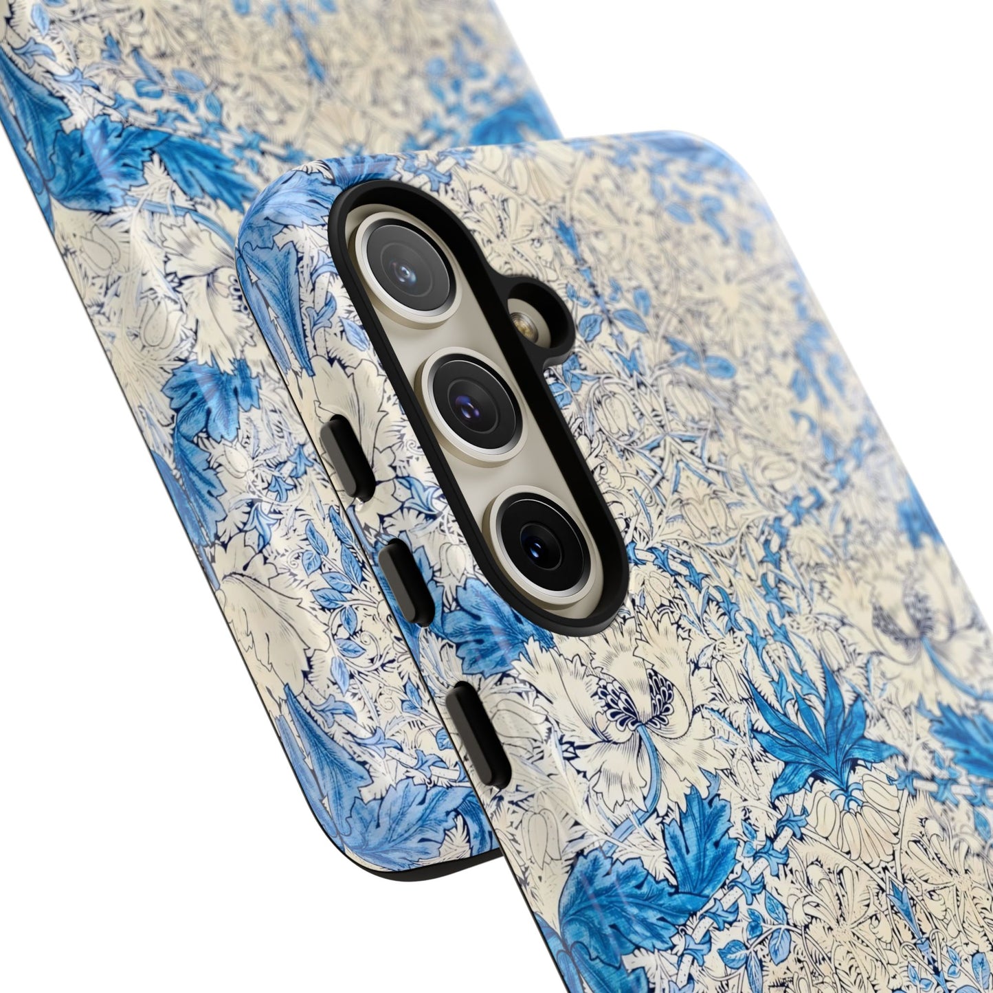 Elegant Floral Phone Case, Tough iPhone Cover, Stylish Mobile Protector, Blue Patterned Case, Unique Gift for Her