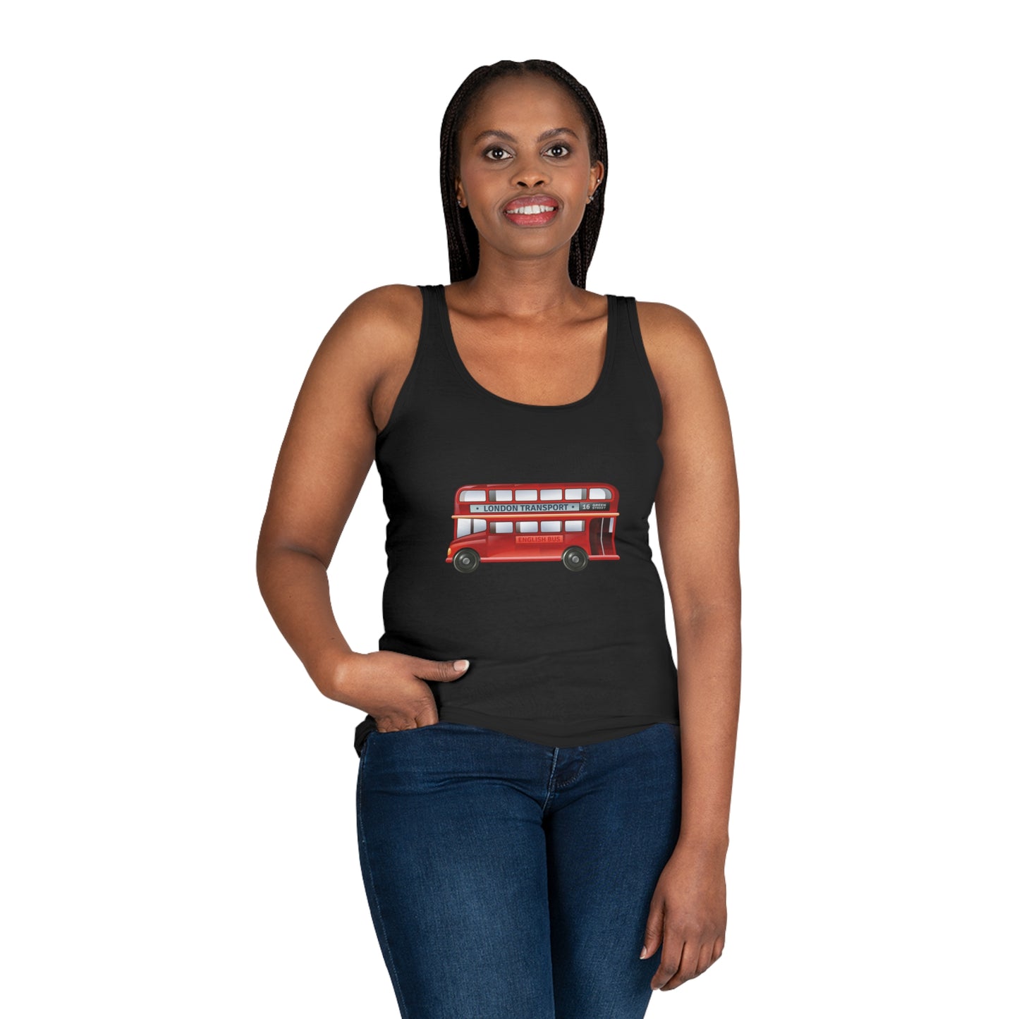 Women's Tank Top - Vintage British Double-Decker Bus Art Print
