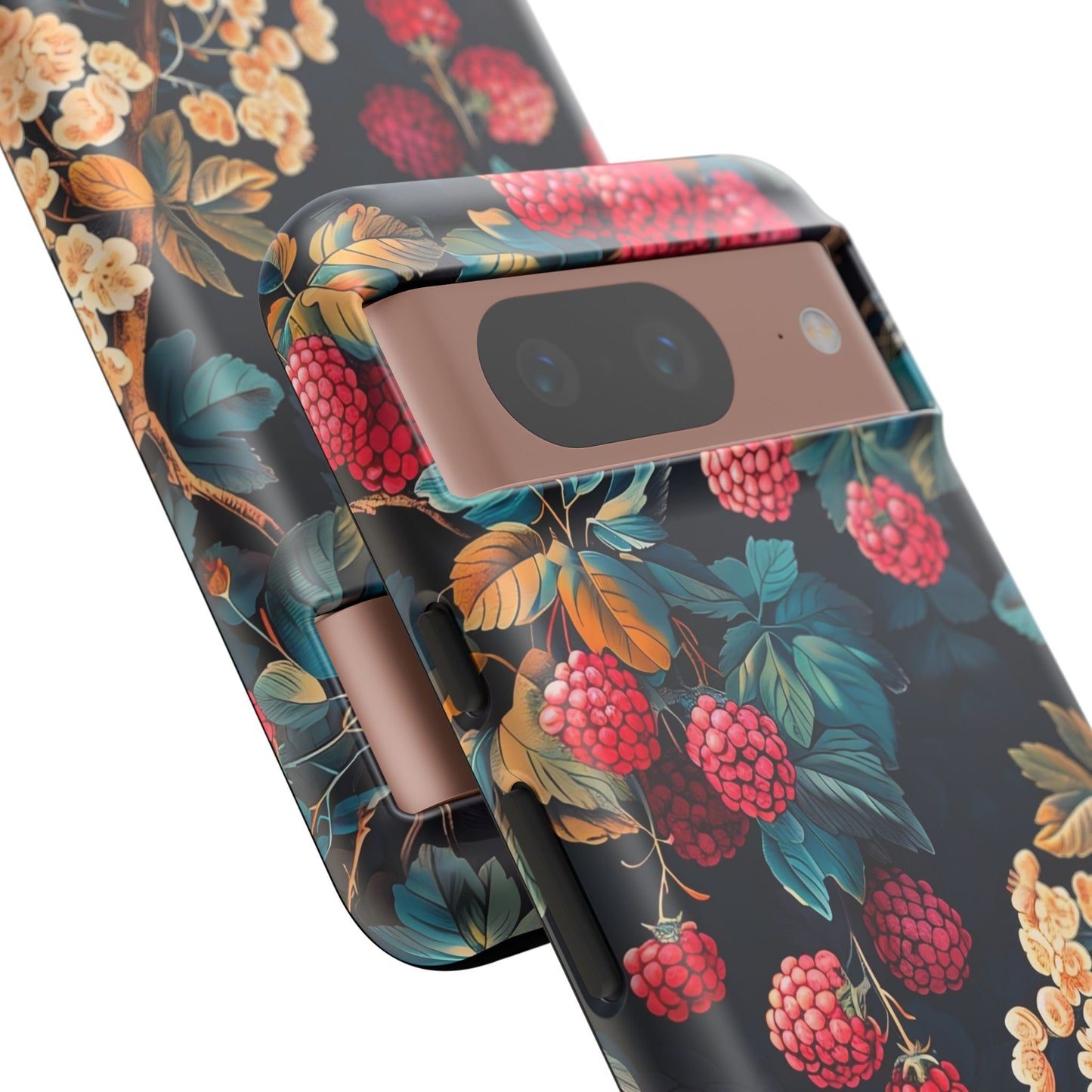 Floral Phone Case with Berry Design, Durable Phone Cover, Floral Print, Gift for Plant Lovers, Nature-Inspired Accessory