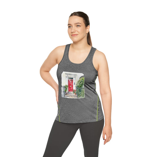 Women's Racerback Sports Top - Perfect for Active Lifestyles and Home Enthusiasts - Relaxing Red Door - Scenic Landscapes and Natural Beauty