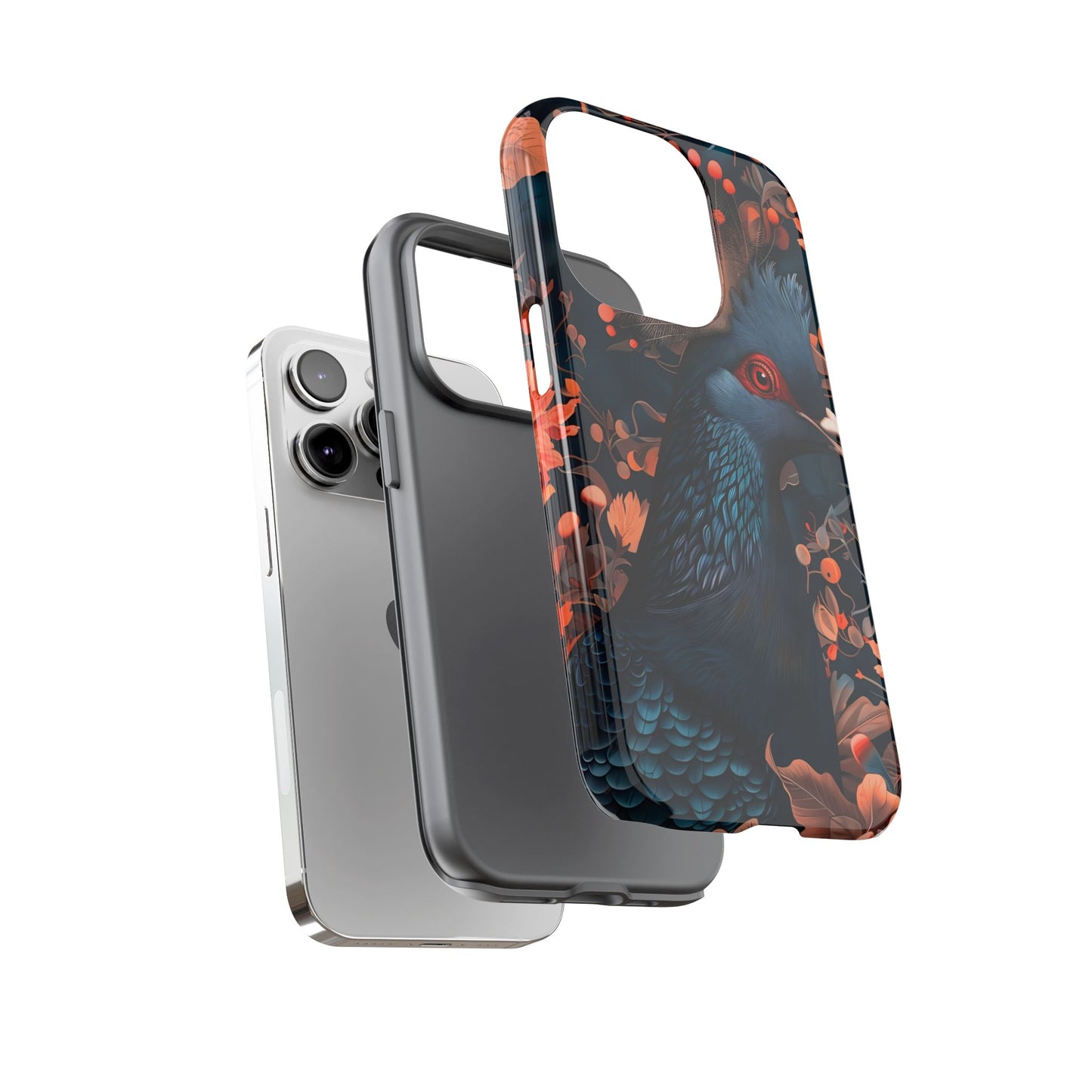 Vibrant Phone Case with Floral Peacock Design - Tough Cases, Artistic Phone Cover, Unique Gift for Nature Lovers, Stand Out Tech Accessory